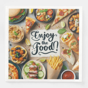 Text Enjoy the Food Pizza Paper Dinner Napkins