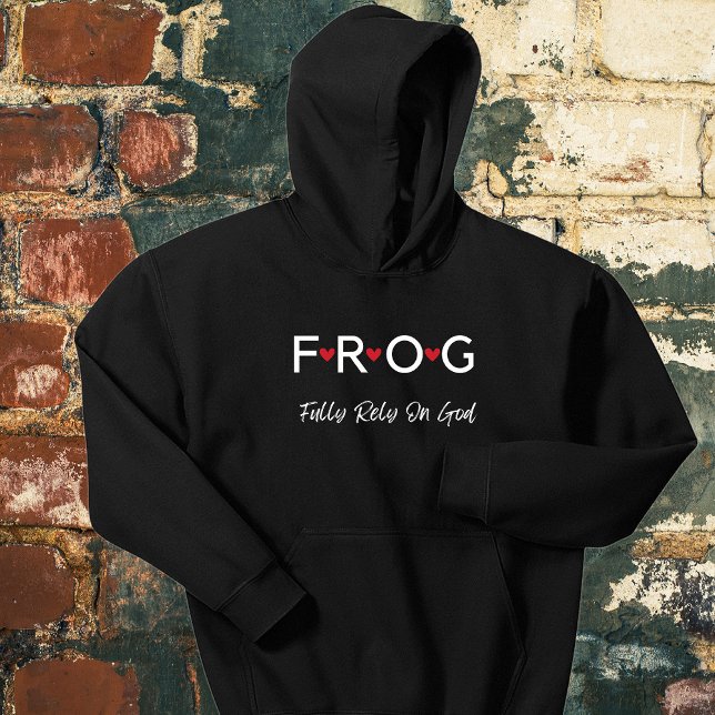 Text Frog Fully Rely on God Hoodie (Creator Uploaded)