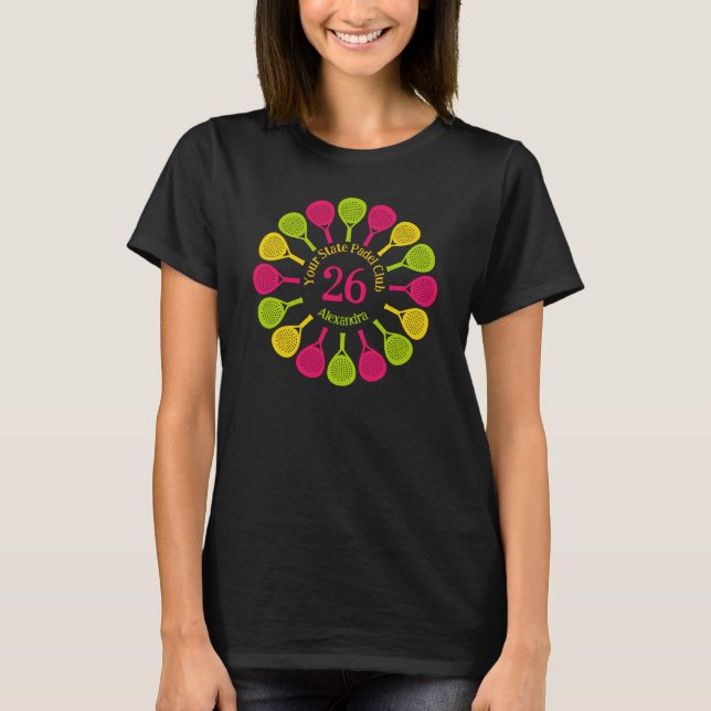 Text front & Back Padel Racket Circle T-Shirt (Front)