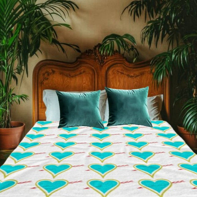 Text. Heart & Arrow-Gold-Wht Fleece Blanket (Cuddle up this February, in this Text. Heart & Arrow Gold-Wht Fleece Blanket!)