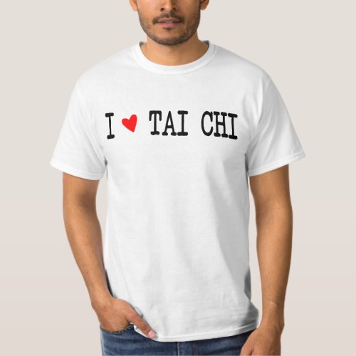 Text I love Tai Chi in Black and Red Heart T_Shirt