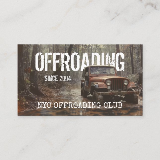 Text Integrated Offroading Photo Business Card (Front)