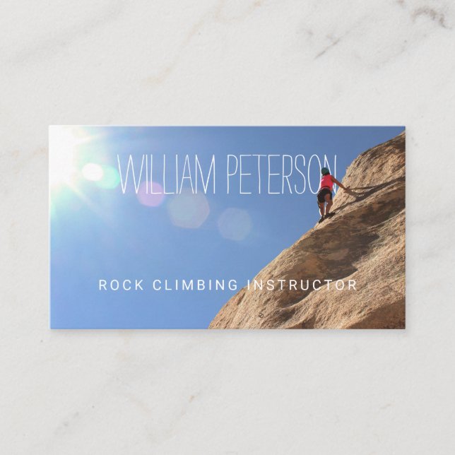 Text Integrated Rock Climbing Photo Business Card (Front)