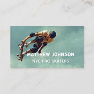 Text Integrated Skateboard Photo Business Card