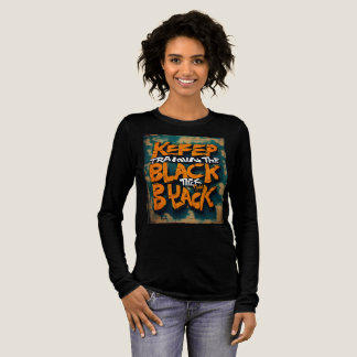 Text "keep training until the belt turns black" Tri-Blend shirt
