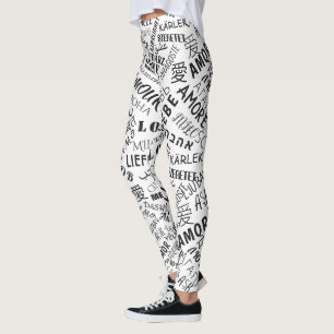 Text Leggings Love Multi Language - Your Colors