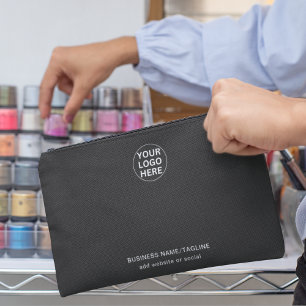 Text & Logo l Promotional Branded Company Gray Accessory Pouch