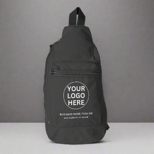 Text & Logo l Promotional Branded Corporate Gray  Sling Bag