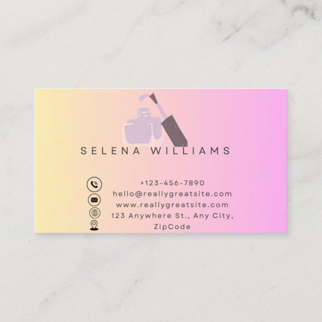 Text Logo Nail Salon Business Card (Back)