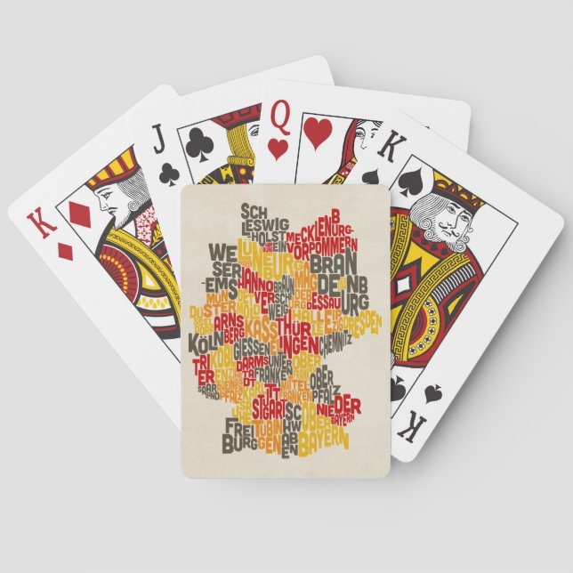 Text Map of Germany Map Poker Cards (Back)