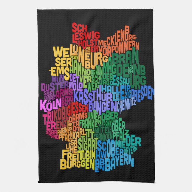 Text Map of Germany Map Towel (Vertical)