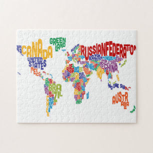 Text Map of the World Jigsaw Puzzle