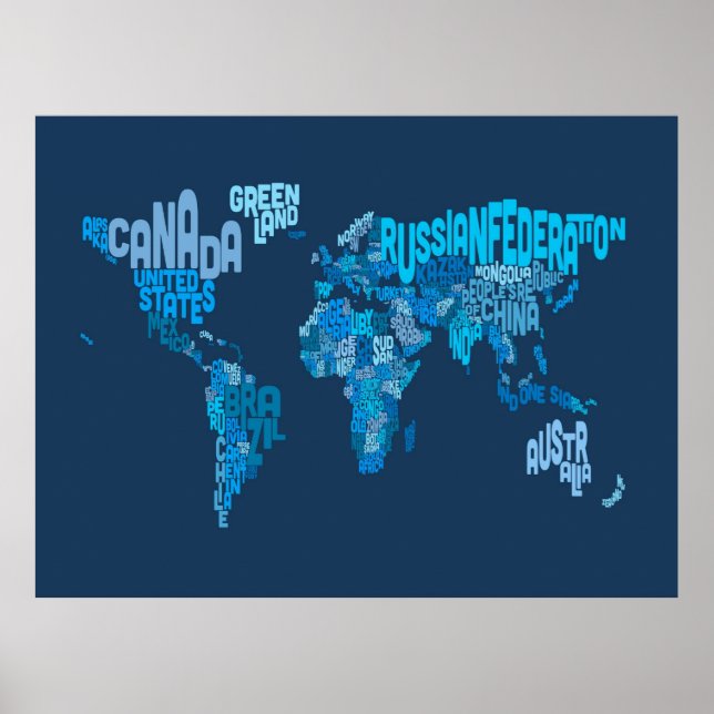 Text Map of the World Map Poster (Front)