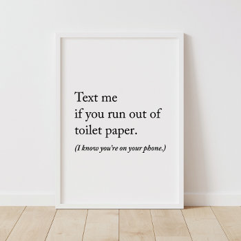 Text Me Funny Bathroom Poster by LittleFolkPrintables at Zazzle