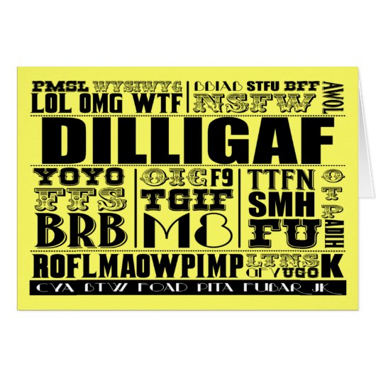 Text messaging slang cards (Front Horizontal)