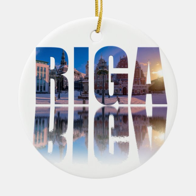 Text of Riga, Latvia Ceramic Ornament (Front)