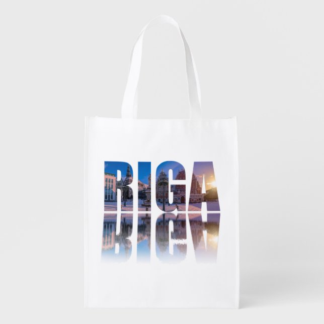 Text of Riga, Latvia Grocery Bag (Front)