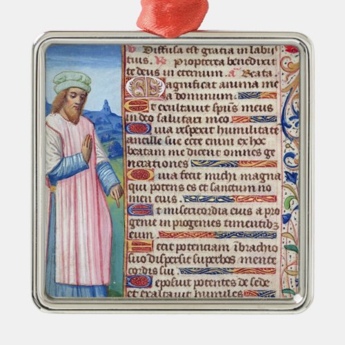 Text of the Magnificat with a portrait of Metal Ornament