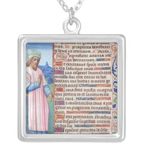 Text of the Magnificat with a portrait of Silver Plated Necklace