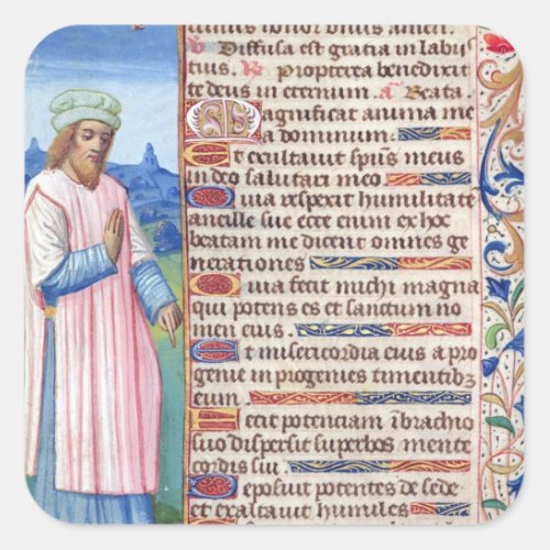 Text of the Magnificat with a portrait of Square Sticker