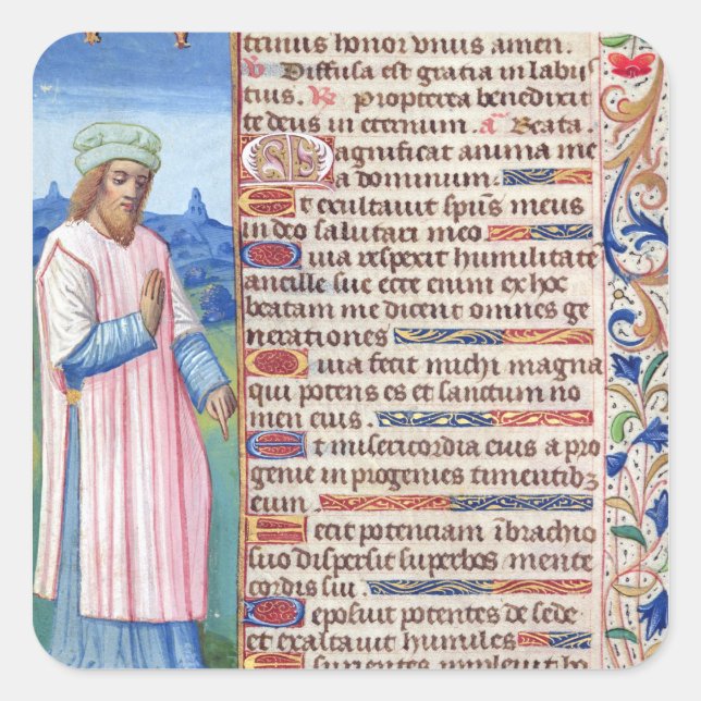 Text of the Magnificat with a portrait of Square Sticker (Front)