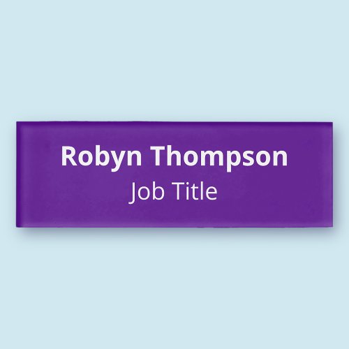 Text Only Purple Name Tag Magnetic Acrylic 2 Lines