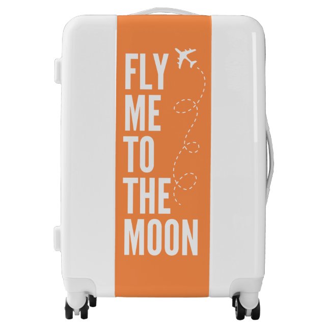 Text Orange White Airplane Suitcase (Front)
