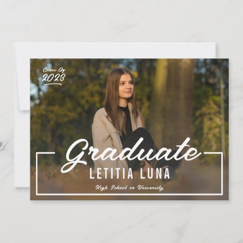 Text Overlay Simple  one photo graduation  Announcement