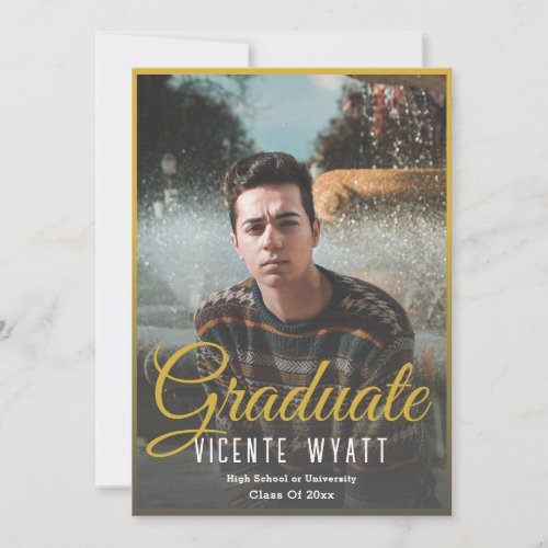 Text Overlay Simple  one photo graduation Announcement