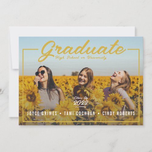 Text Overlay Simple  one photo group graduation Announcement