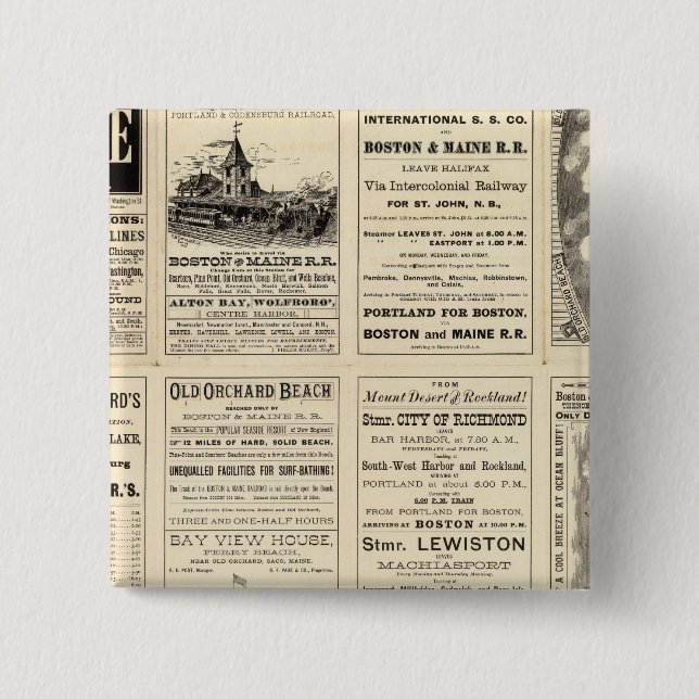 Text Page of Boston and Maine Railroad Pinback Button (Front)