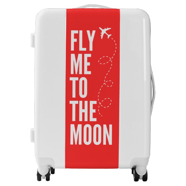 Text Red White Airplane Suitcase (Front)