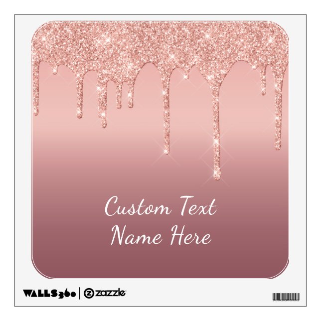 Text Rose Gold Blush Glitter Sparkle Drips Wedding Wall Decal (Front)