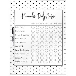 Text Script Daily Chore Chart Dry Erase Board
