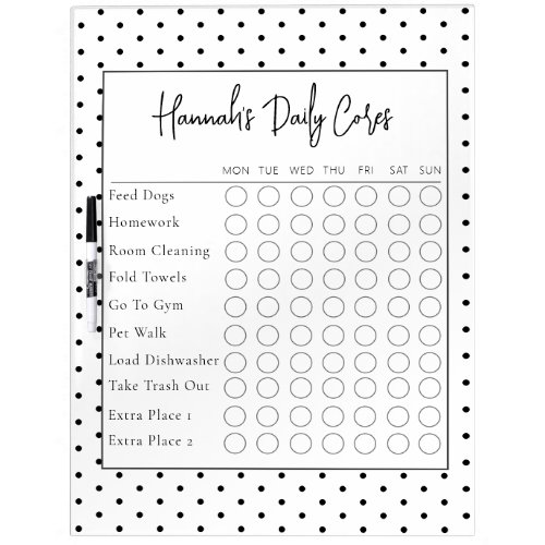 Text Script Daily Chore Chart Dry Erase Board