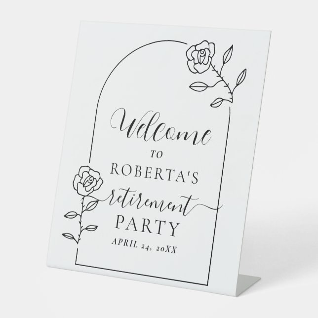 Text Script Retirement Party Welcome Pedestal Sign (Front)
