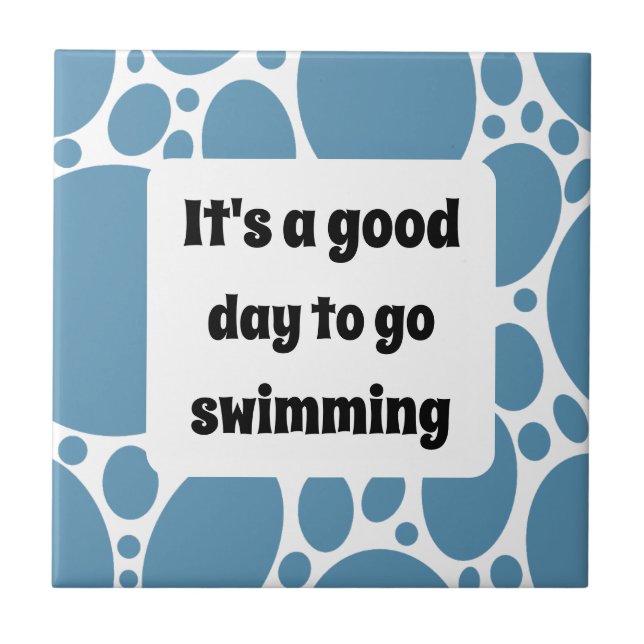 Text template and blue pattern  ceramic tile (Front)