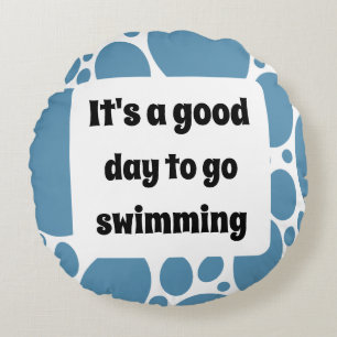 Text template and blue pattern round pillow
