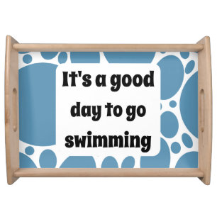 Text template and blue pattern serving tray