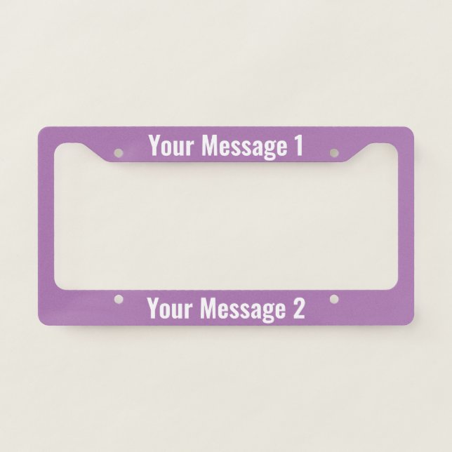 Text Template on Lavender License Plate Frame (Front)