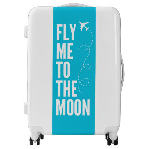 Text Turquoise White Airplane Suitcase