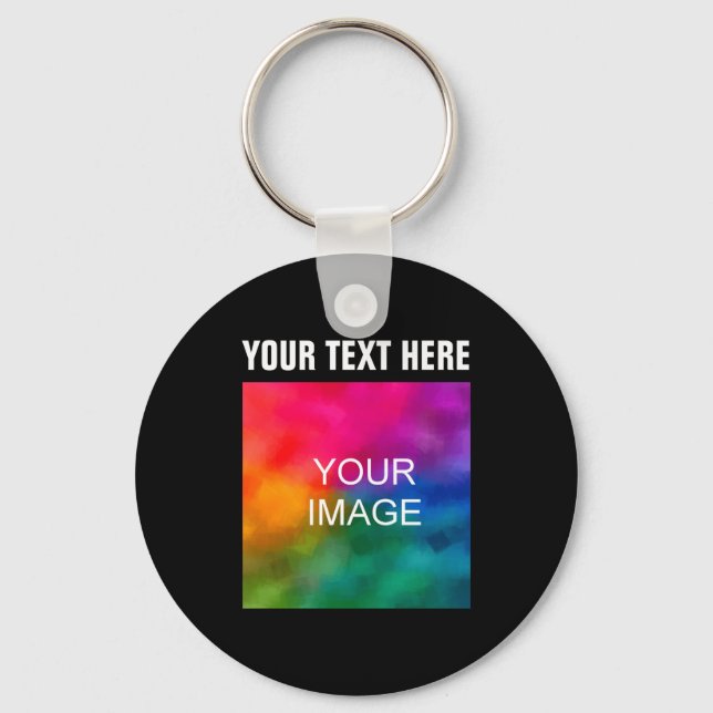 Text Upload Photo Boys Kids Modern Template  Keychain (Front)