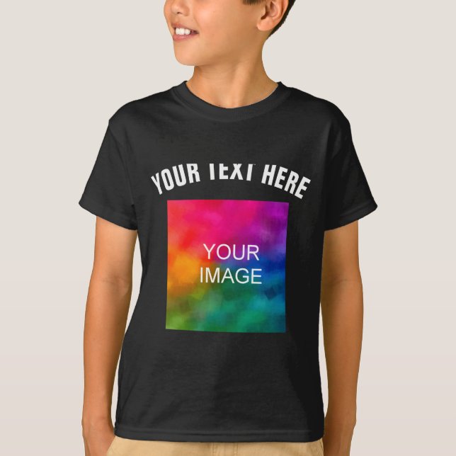 Text Upload Photo Template Boys Kids Modern _1  T-Shirt (Front)
