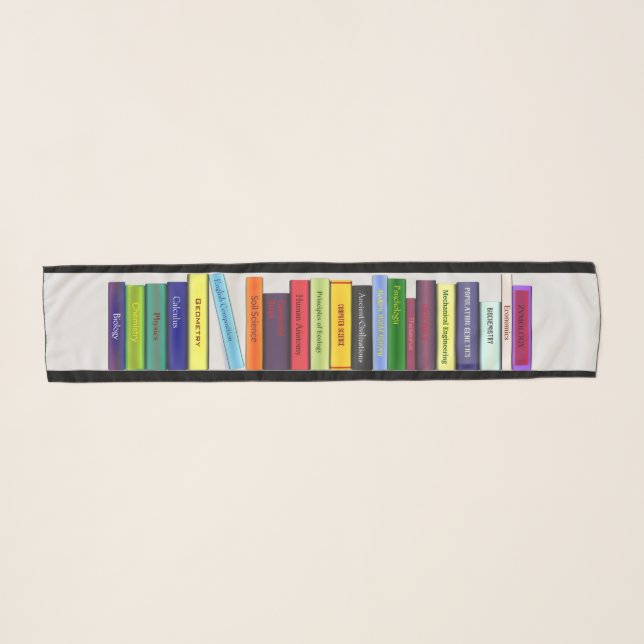 textbooks on a shelf scarf (Front (Horizontal))