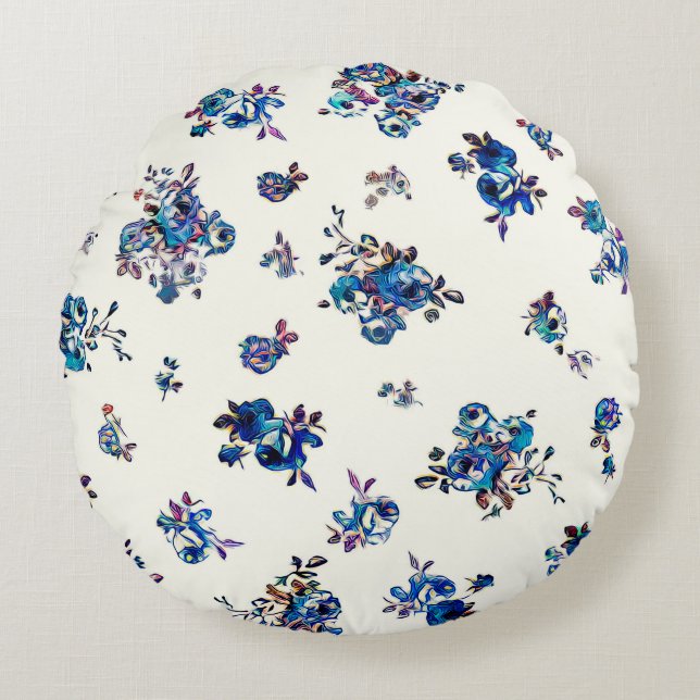 Textile and wallpaper seamless patterns. Digital i Round Pillow (Front)