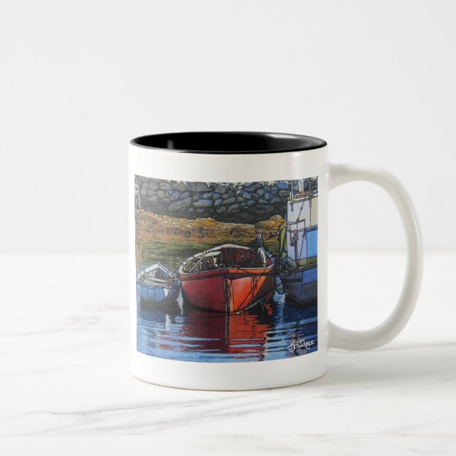 Textile Art Boat Coffee Mug (Right)