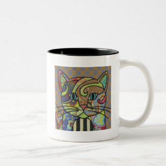 Textile Art Cat Coffee Mug