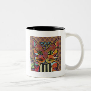 Textile Art Cat Coffee Mug