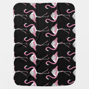 Textile Black Flamingo Background Pattern Baby Blanket