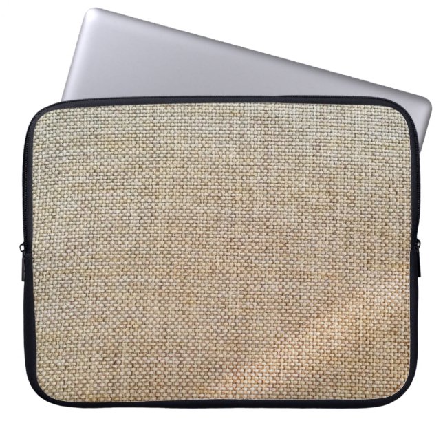 Textile brown background fabric laptop sleeve (Front)